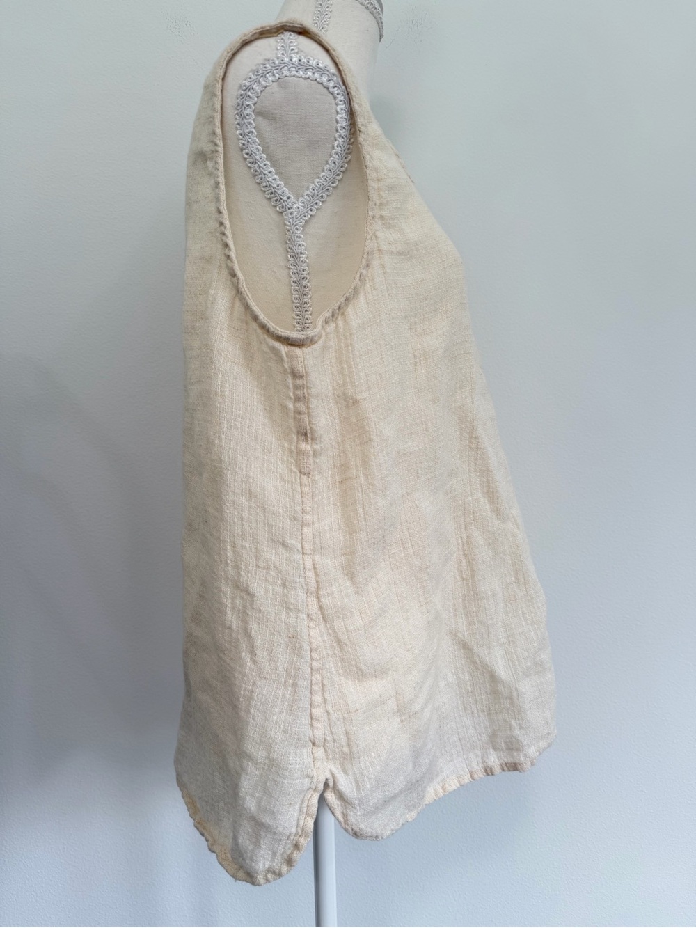 FLAX Linen Sleeveless Tank Natural Minimalist Coastal Capsule Wardrobe Size L - Picture 2 of 6